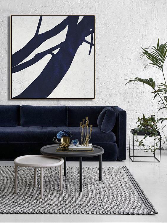 Navy Blue Minimalist Painting #NV195A - Click Image to Close